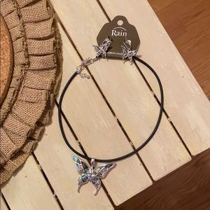 Butterfly necklace and earring set